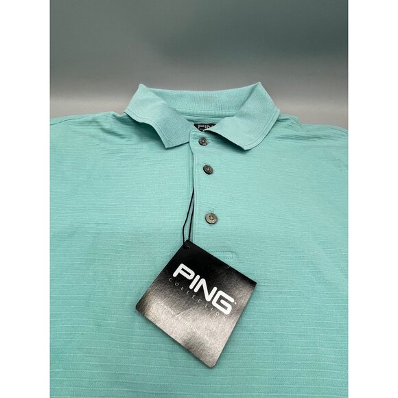 Ping Collection Karsten men's Jacquard sport shirt medium aqua 3 mother of READ - Picture 2 of 9